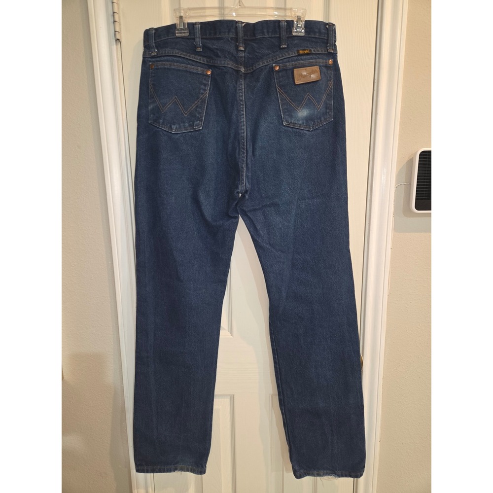 Wrangler 13MWZPW Cowboy Cut Original Fit Jeans Mens 37x36 Dark Wash Denim - Picture 2 of 5